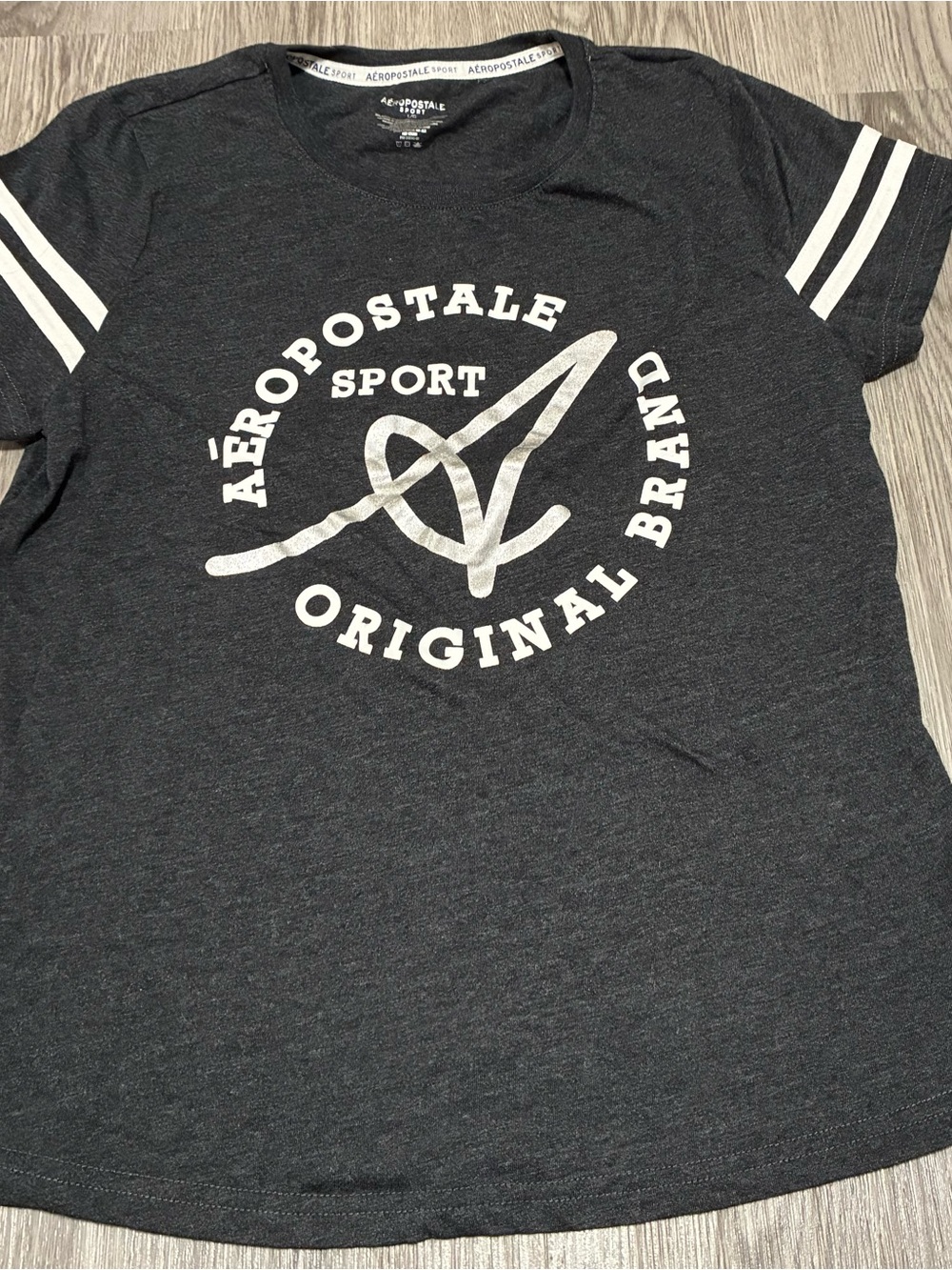 Aeropostale Black Graphic Logo Tee with White Print